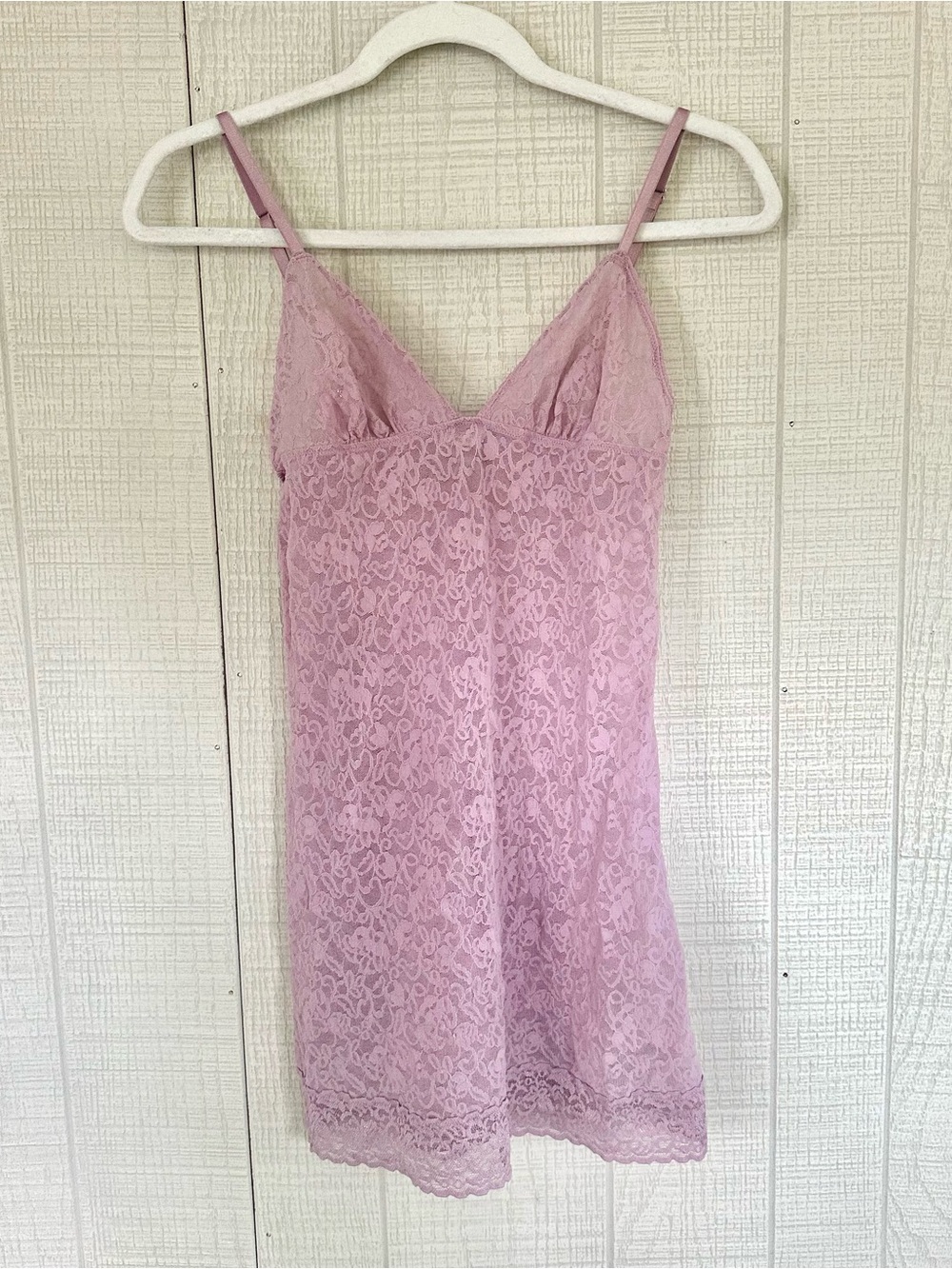 Vintage VS Y2K Victoria’s Secret Sheer Lace Slip Lilac Pink Rose Size M